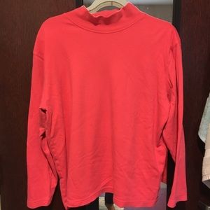Coral pink mock turtleneck lightweight sweater
